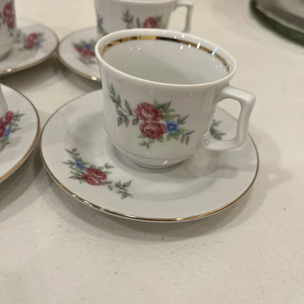 JLMENAU Graf Von Henneberg Childrens Doll Floral Porcelain Tea Set Teapot 6 Cups